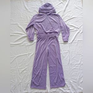 H&M girls matching sets purple stretch waist joggers light use